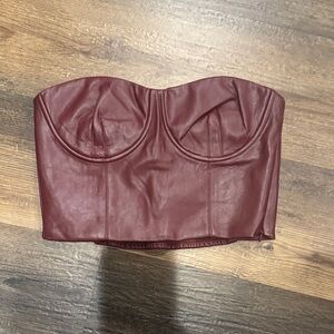 Lulu's Burgundy Leather Crop Top